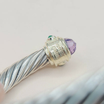 David Yurman 7mm Renaissance Bracelet With Amethyst Rhodolite Garnet  Green Onyx and Gold