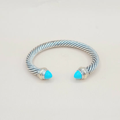 David Yurman  Turquoise Cable Bracelet 7mm Silver & Gold | Certified  AYW Luxury #