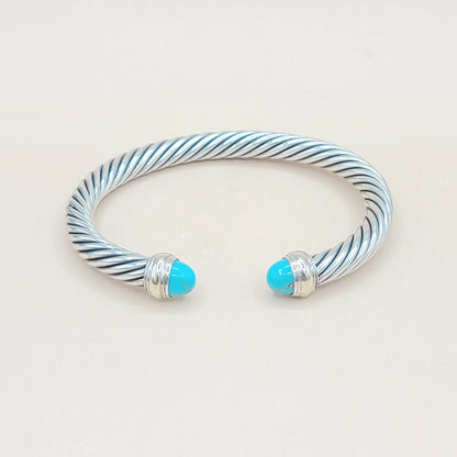 David Yurman 7mm Cable Turquoise Bracelet Silver & Gold | Certified   AYW Luxury #