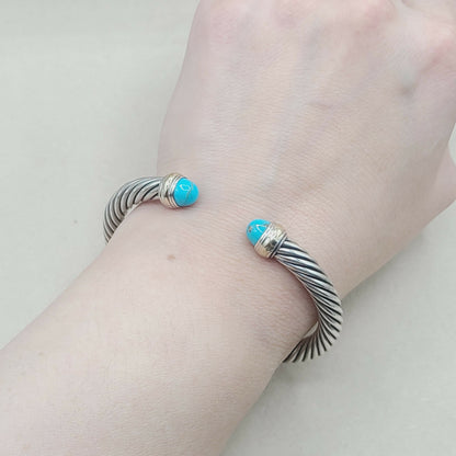 David Yurman 7mm Cable Turquoise Bracelet Silver & Gold | Certified   AYW Luxury #