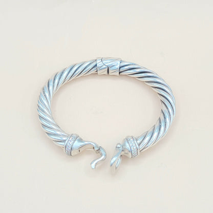    David Yurman-Cable-Buckle-Diamonds Bracelet,-8.5mm