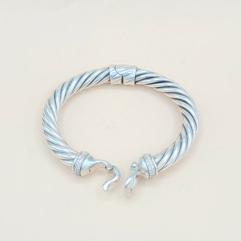  David Yurman-Cable-Buckle-Diamonds Bracelet,-8.5mm