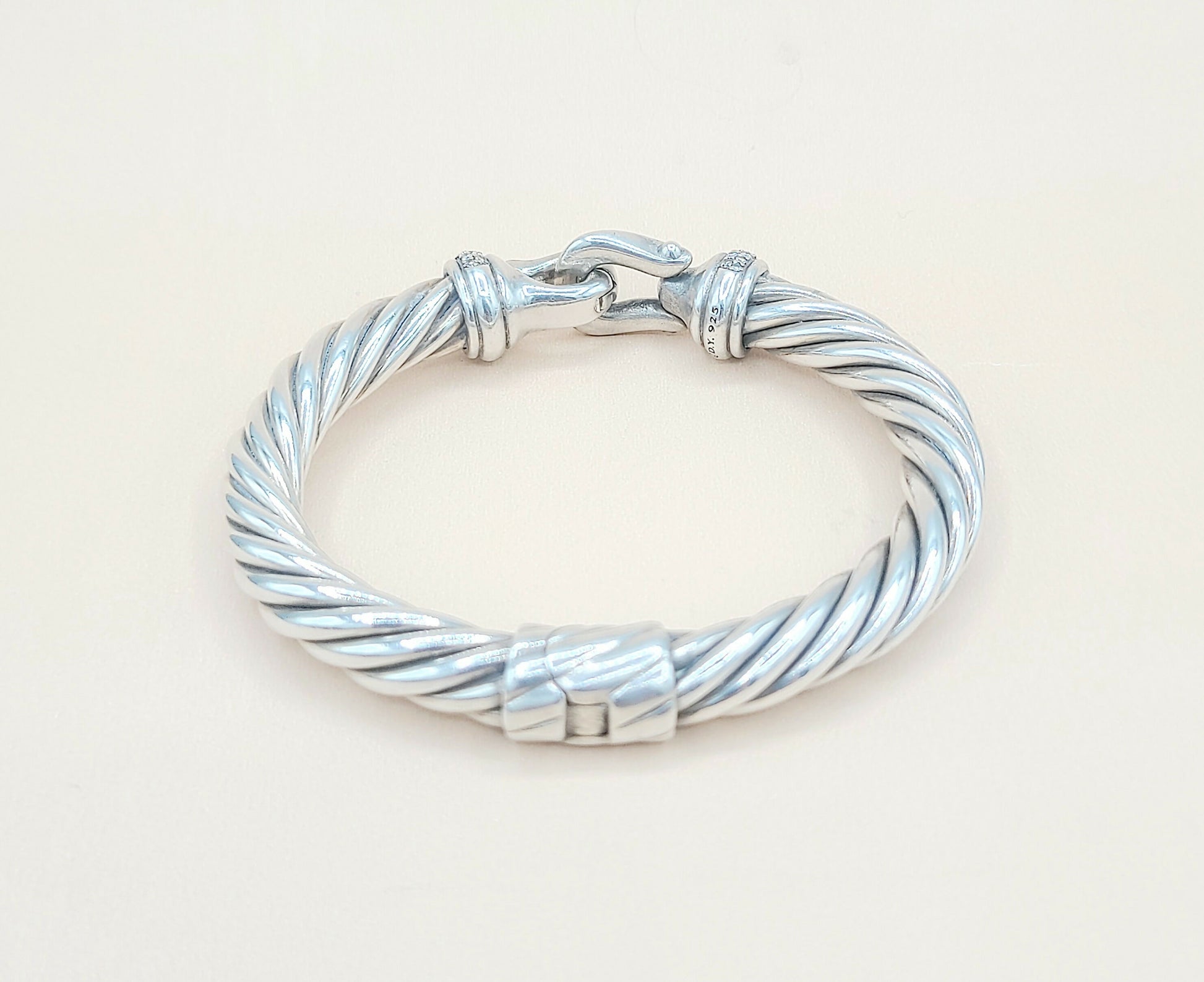    David Yurman-Cable-Buckle-Diamonds Bracelet,-8.5mm
