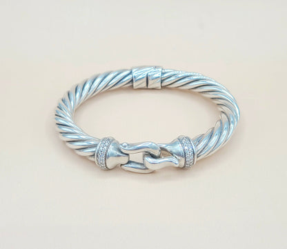    David Yurman-Cable-Buckle-Diamonds Bracelet,-8.5mm