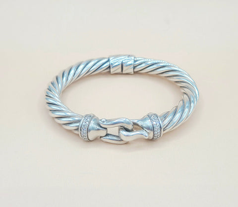  David Yurman-Cable-Buckle-Diamonds Bracelet,-8.5mm
