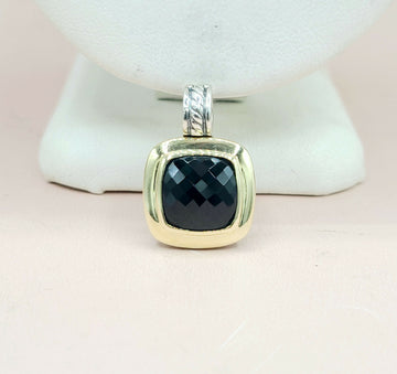  David Yurman Albion-11mm-Black Onyx Silver & 18k-Pendant Enhancer