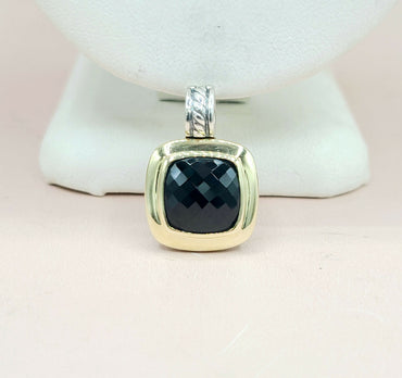  David Yurman Albion-11mm-Black Onyx Silver & 18k-Pendant Enhancer