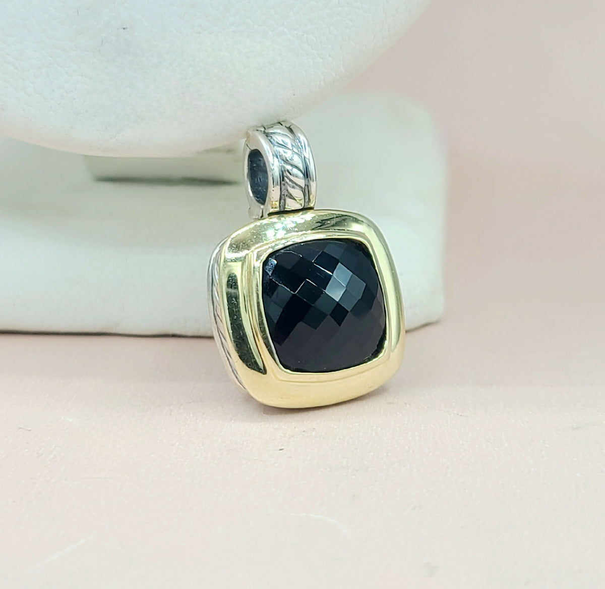  David Yurman Albion-11mm-Black Onyx Silver & 18k-Pendant Enhancer