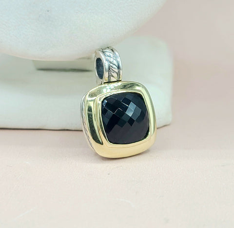 David Yurman Albion-11mm-Black Onyx Silver & 18k-Pendant Enhancer