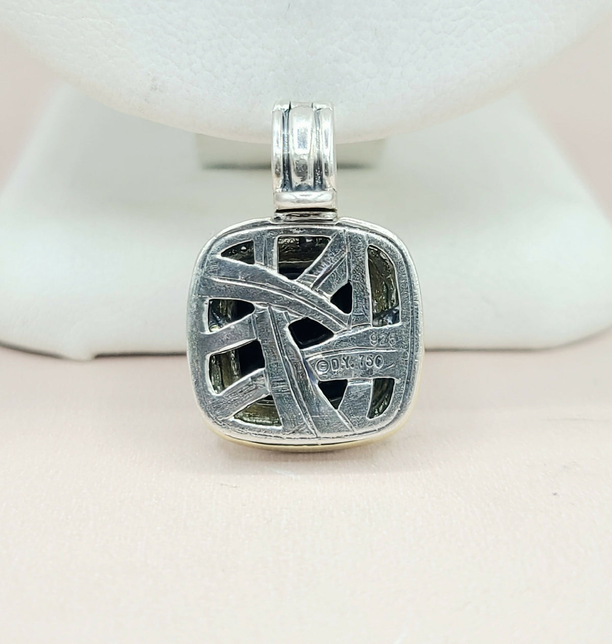  David Yurman Albion-11mm-Black Onyx Silver & 18k-Pendant Enhancer