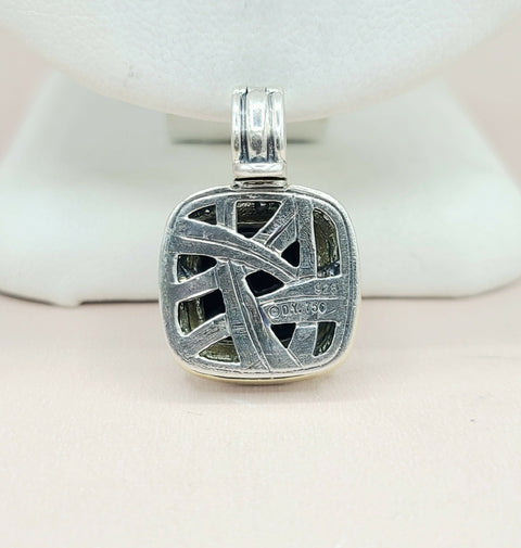  David Yurman Albion-11mm-Black Onyx Silver & 18k-Pendant Enhancer