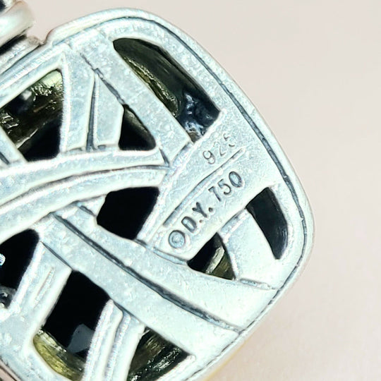  David Yurman Albion-11mm-Black Onyx Silver & 18k-Pendant Enhancer