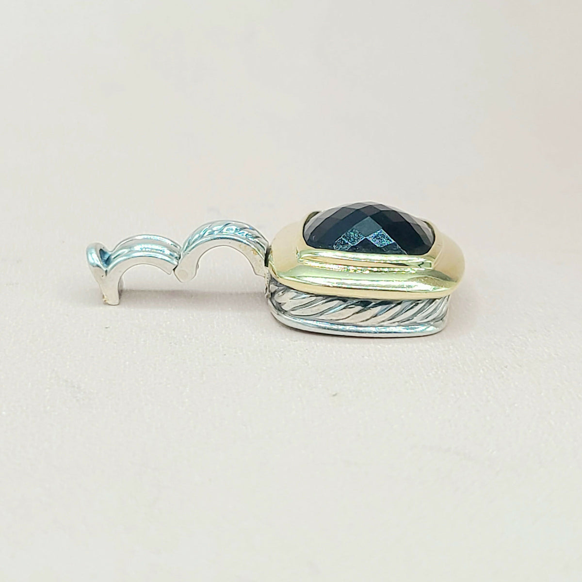  David Yurman Albion-11mm-Black Onyx Silver & 18k-Pendant Enhancer