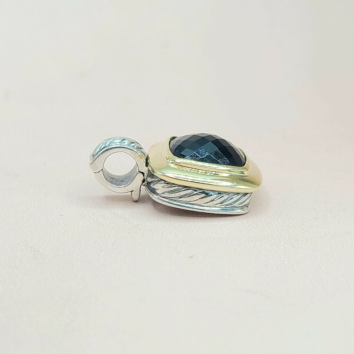  David Yurman Albion-11mm-Black Onyx Silver & 18k-Pendant Enhancer