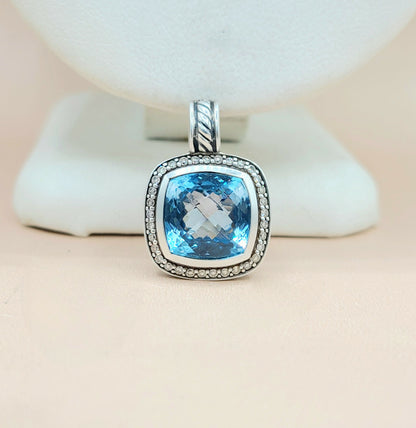  David Yurman Albion 11mm Blue Topaz Pendant Enhancer