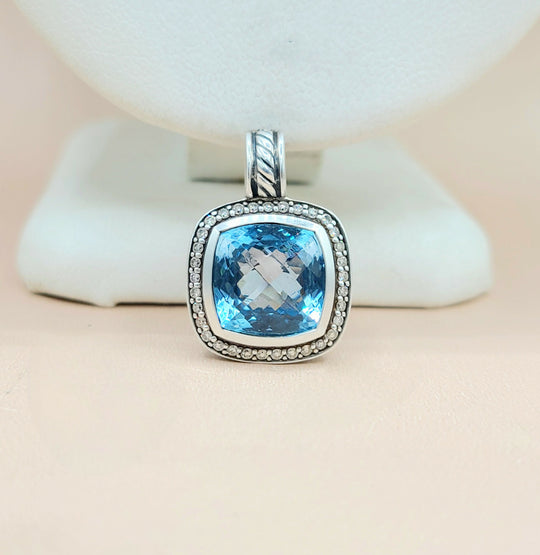  David Yurman Albion 11mm Blue Topaz Pendant Enhancer