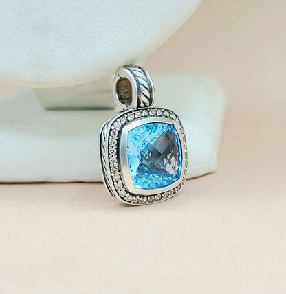  David Yurman Albion 11mm Blue Topaz Pendant Enhancer
