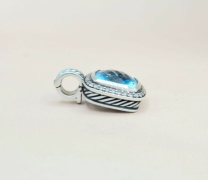  David Yurman Albion 11mm Blue Topaz Pendant Enhancer