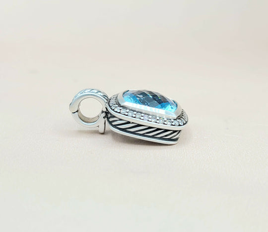  David Yurman Albion 11mm Blue Topaz Pendant Enhancer