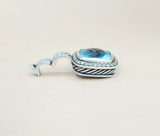  David Yurman Albion 11mm Blue Topaz Pendant Enhancer