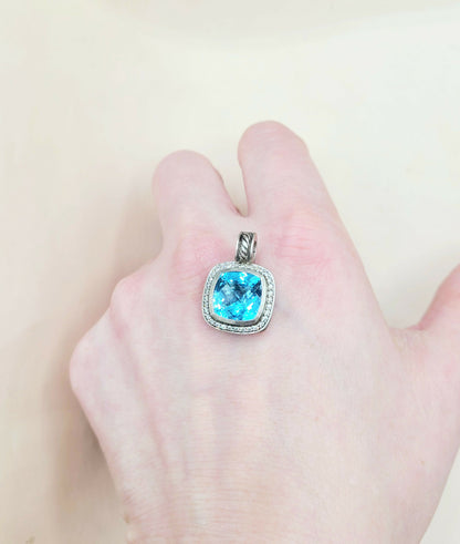  David Yurman Albion 11mm Blue Topaz Pendant Enhancer