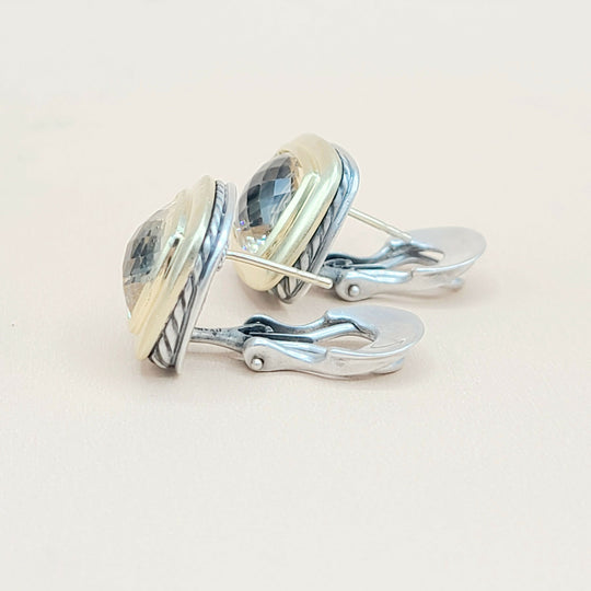  David Yurman Albion 11mm Champagne Citrine Gold Earrings