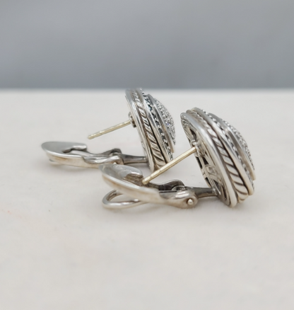 side view David Yurman Albion 11mm Pave Diamond Earrings
