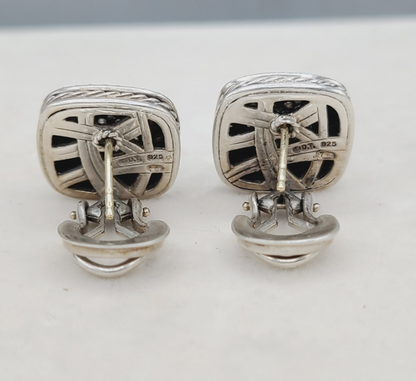 back view David Yurman Albion 11mm Pave Diamond Earrings
