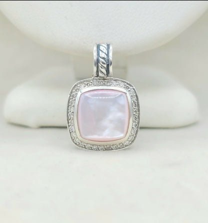  David Yurman Albion 11mm Pink Mother Of Pearl Diamond Pendant Enhancer