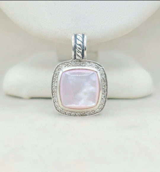  David Yurman Albion 11mm Pink Mother Of Pearl Diamond Pendant Enhancer