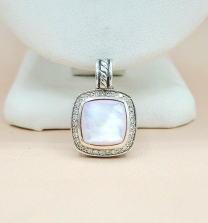  David Yurman Albion 11mm Pink Mother Of Pearl Diamond Pendant Enhancer