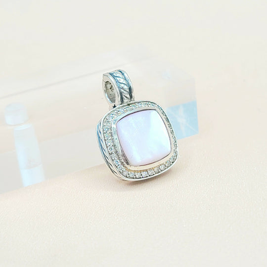  David Yurman Albion 11mm Pink Mother Of Pearl Diamond Pendant Enhancer