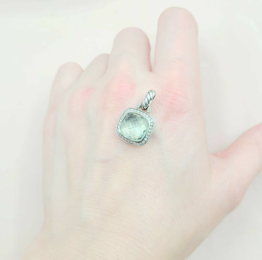  David-Yurman-Albion-11mm-Prasiolite &-Diamond-Pendant-Enhancer
