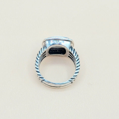  David Yurman Albion-11mm White Agate-Diamond Ring