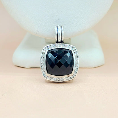  David-Yurman-Albion 14mm Black-Onyx-& Diamond-Pendant-Enhancer