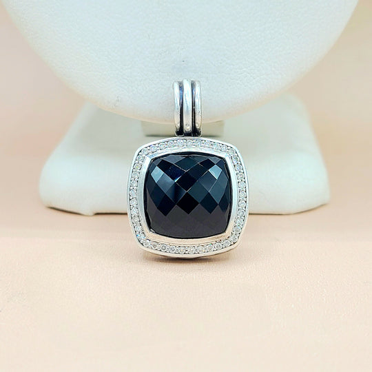  David-Yurman-Albion 14mm Black-Onyx-& Diamond-Pendant-Enhancer