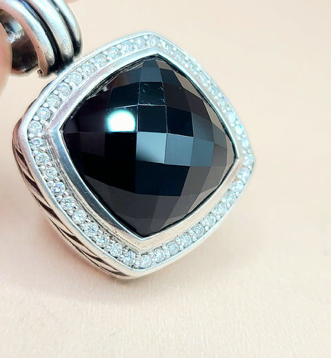  David-Yurman-Albion 14mm Black-Onyx-& Diamond-Pendant-Enhancer