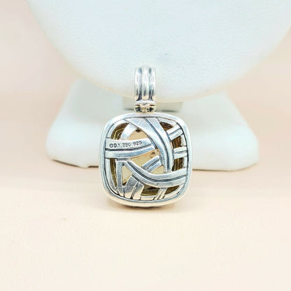  David Yurman Albion 14mm Champagne Citrine & Diamond Silver & Gold Pendant Enhancer