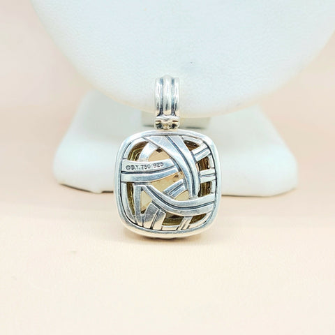  David Yurman Albion 14mm Champagne Citrine & Diamond Silver & Gold Pendant Enhancer