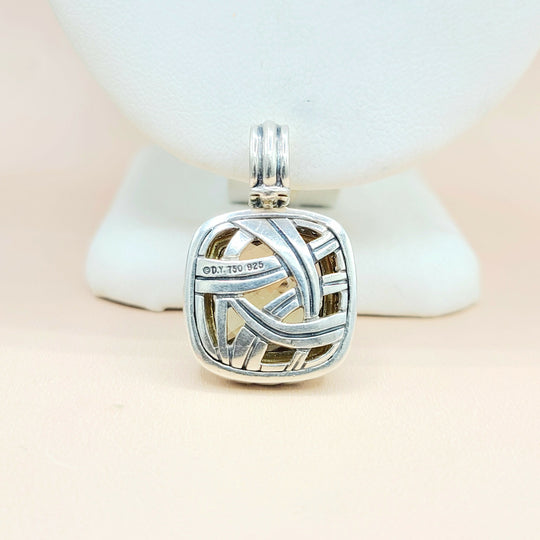  David Yurman Albion 14mm Champagne Citrine & Diamond Silver & Gold Pendant Enhancer