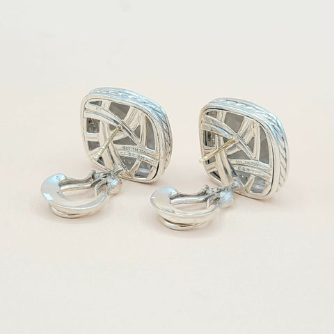  David Yurman-Albion 14mm Gold Dome-Diamond Earrings