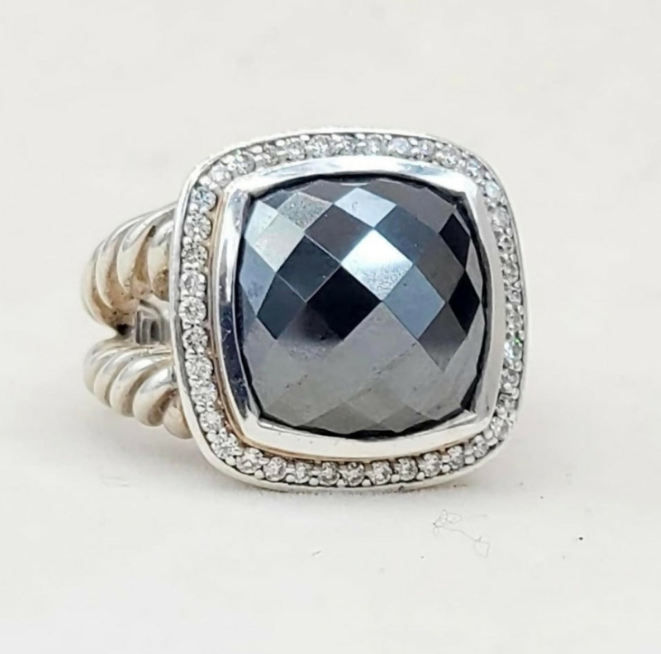 David Yurman Albion 14mm Hematite Diamond Ring 