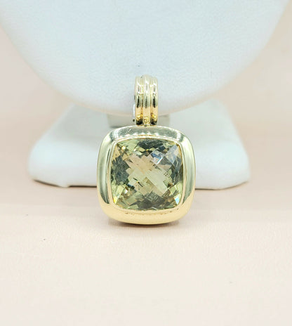  David Yurman Albion-14mm-Lemon-Citrine Silver & 18k-Pendant Enhancer