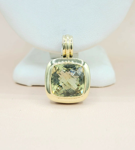  David Yurman Albion-14mm-Lemon-Citrine Silver & 18k-Pendant Enhancer