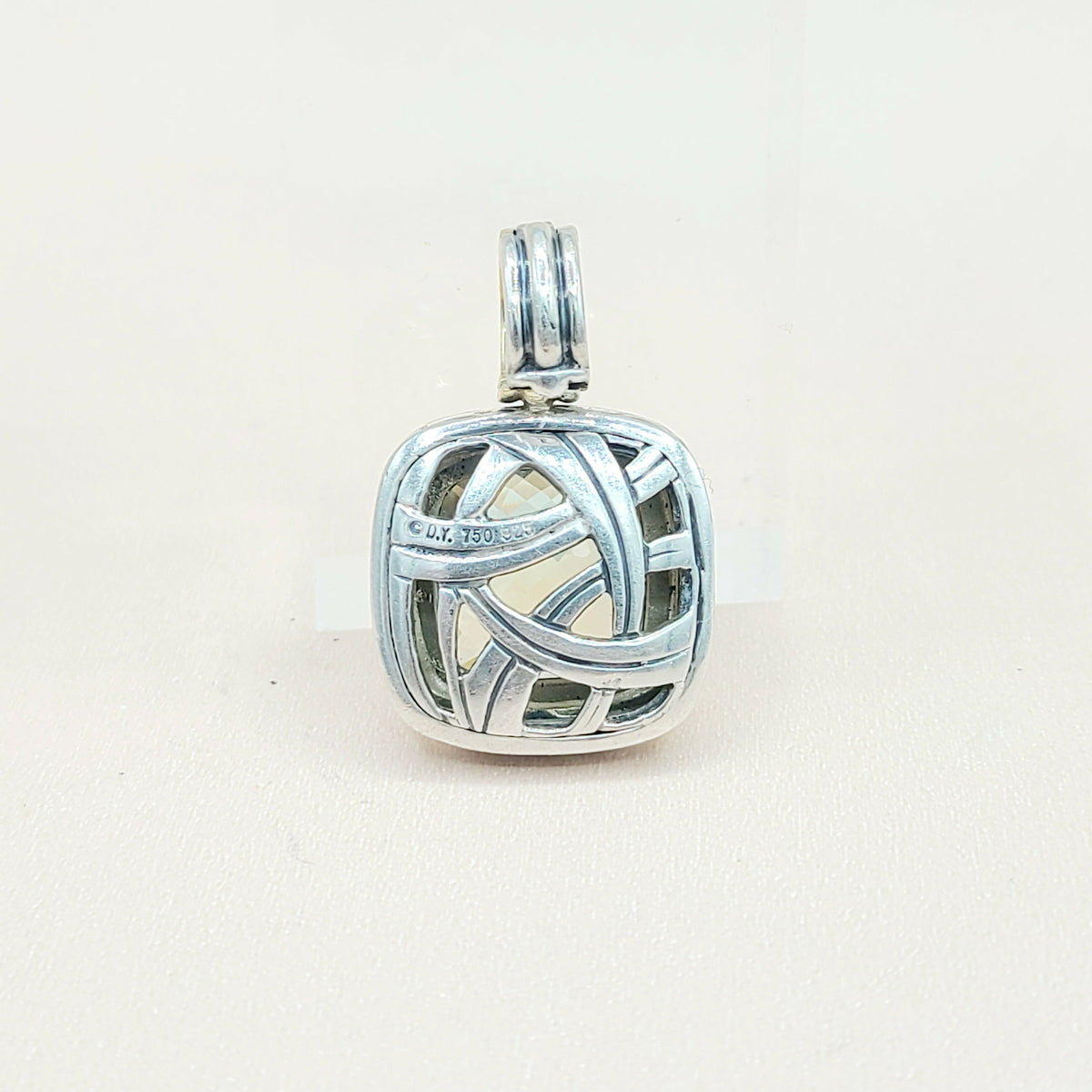  David Yurman Albion-14mm-Lemon-Citrine Silver & 18k-Pendant Enhancer