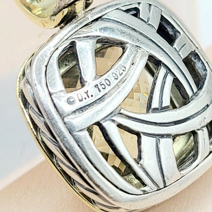  David Yurman Albion-14mm-Lemon-Citrine Silver & 18k-Pendant Enhancer