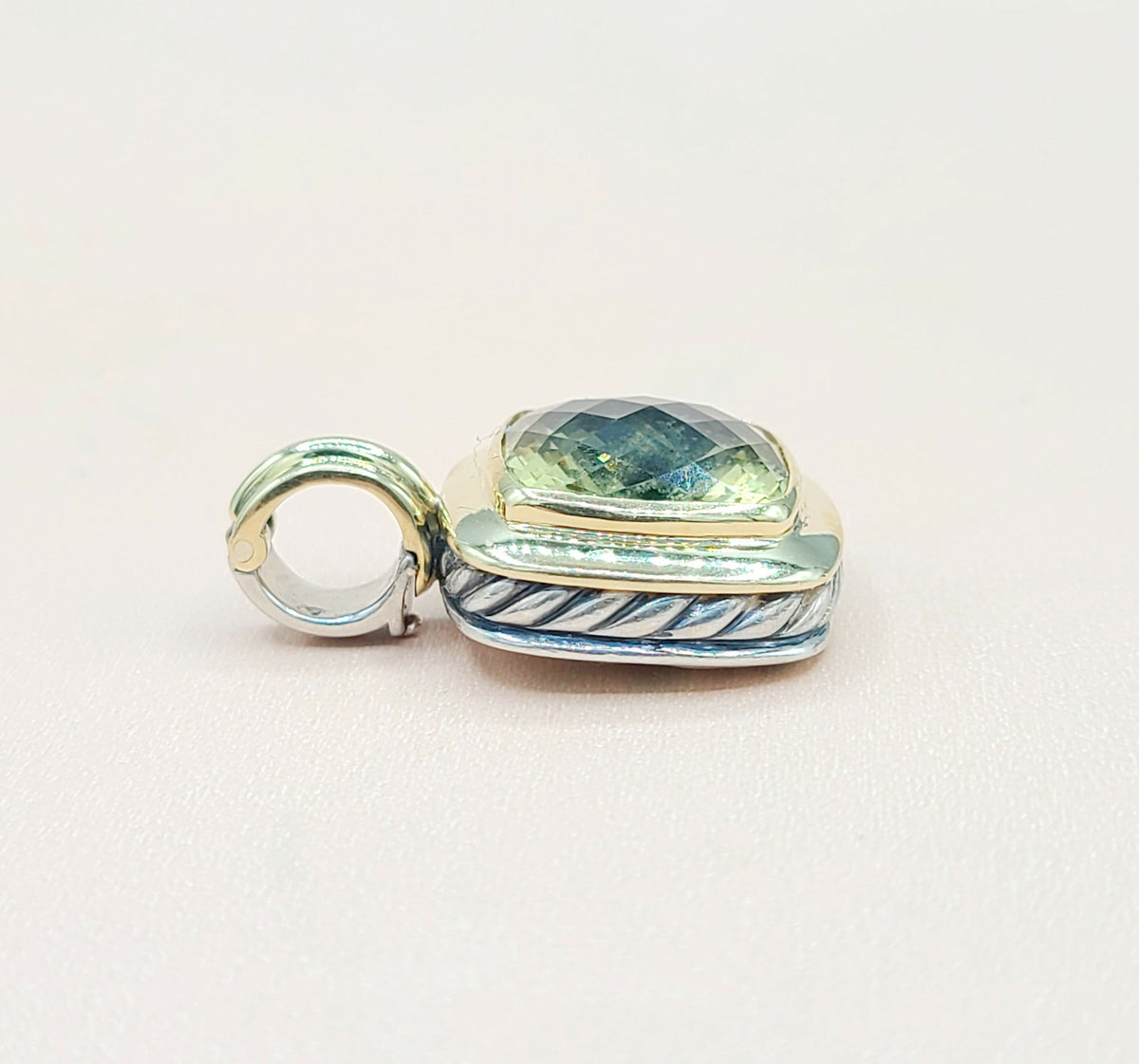  David Yurman Albion-14mm-Lemon-Citrine Silver & 18k-Pendant Enhancer