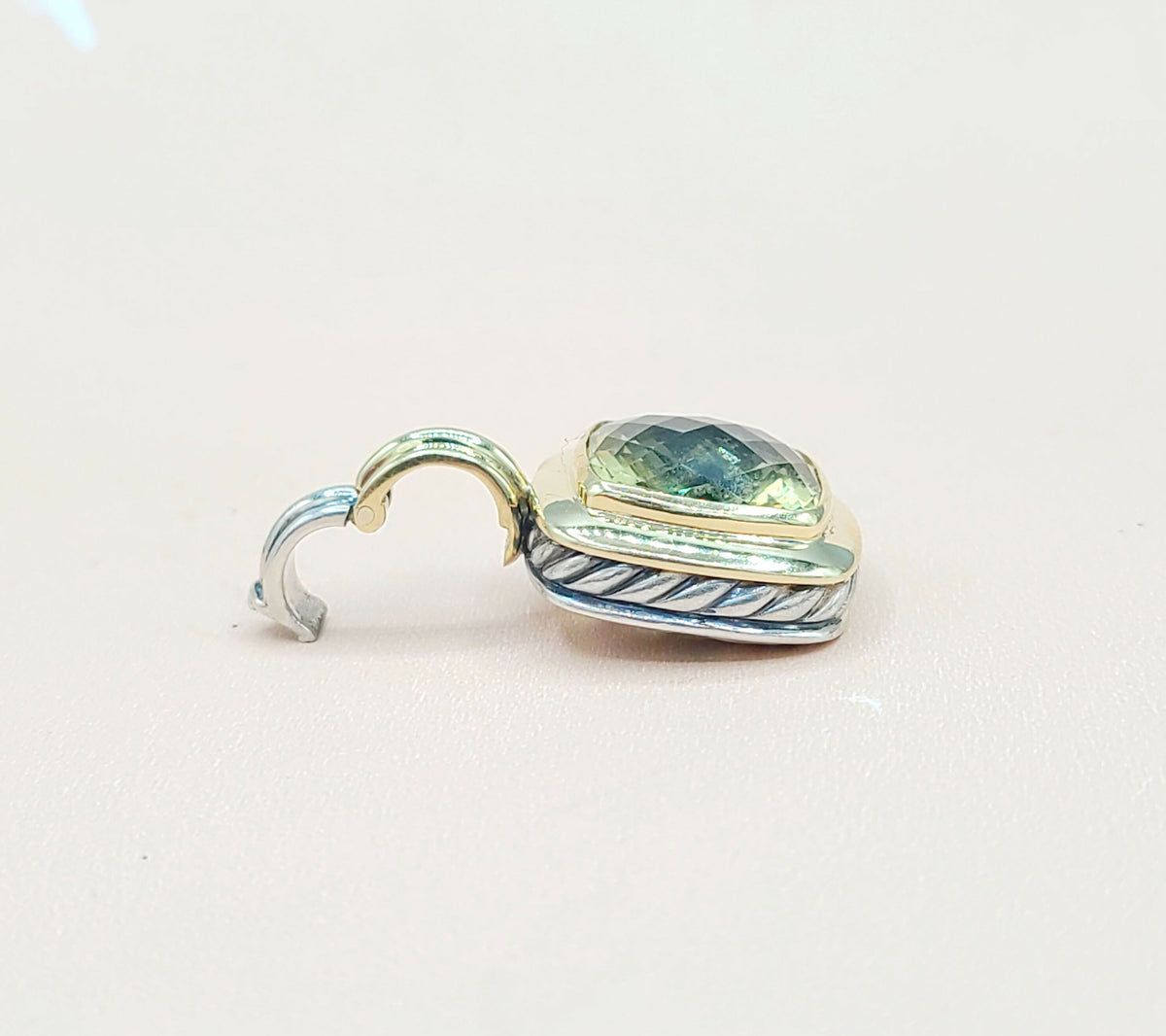  David Yurman Albion-14mm-Lemon-Citrine Silver & 18k-Pendant Enhancer