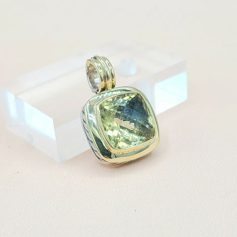  David Yurman Albion-14mm-Lemon-Citrine Silver & 18k-Pendant Enhancer
