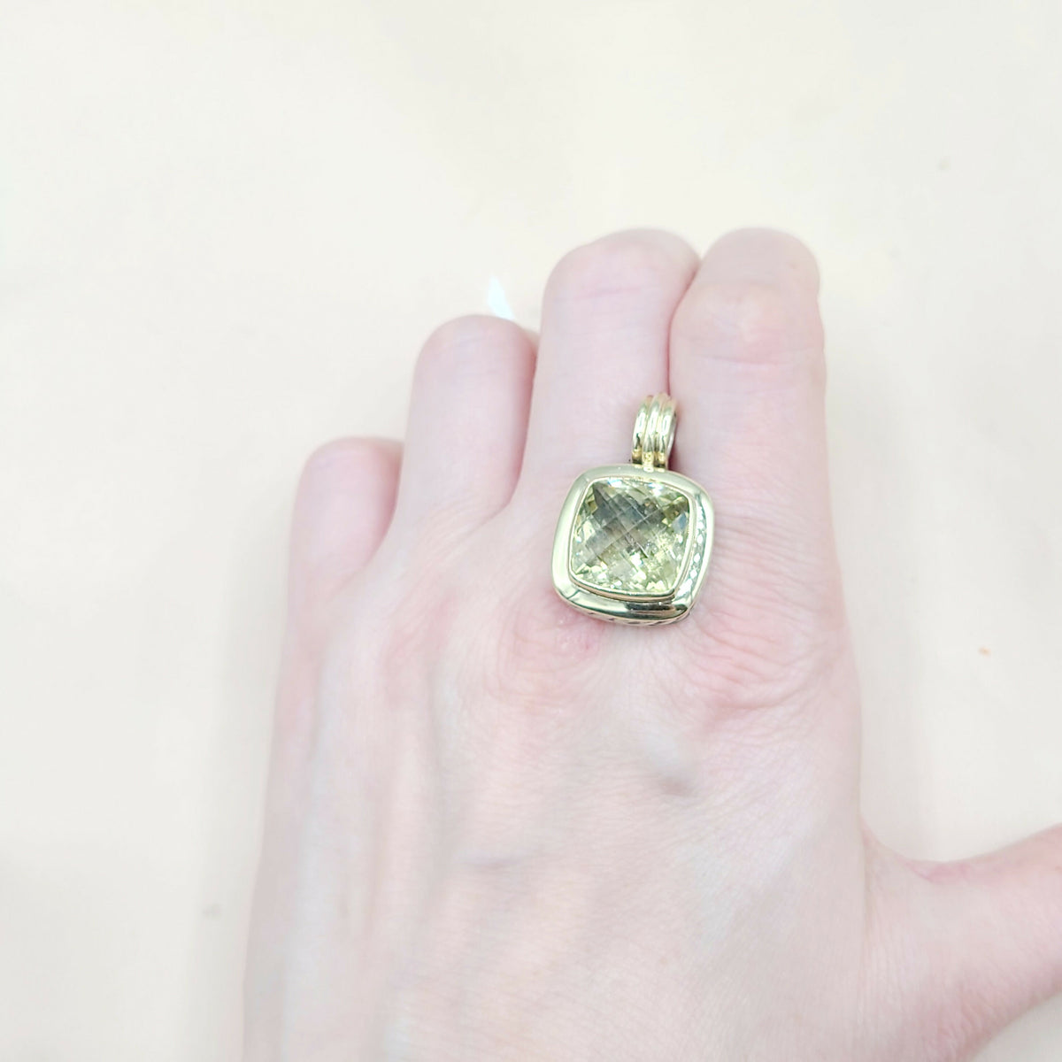  David Yurman Albion-14mm-Lemon-Citrine Silver & 18k-Pendant Enhancer